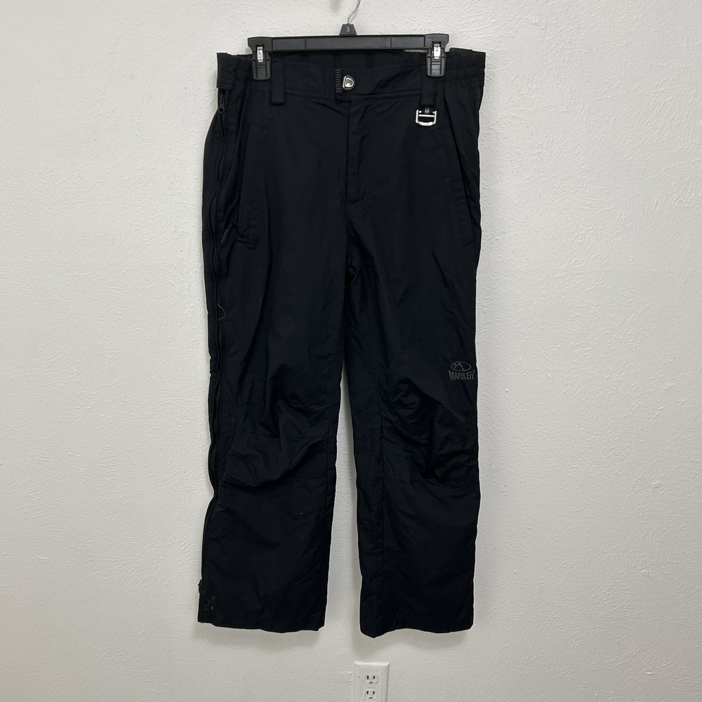 Marker Side Zip Insulated Black Ski / Snowboard Pants Men's Size S Stretch